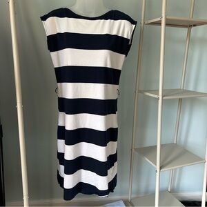 Tommy Hilfiger Navy & White Boat Neck Sleeveless Striped Dress Nautical